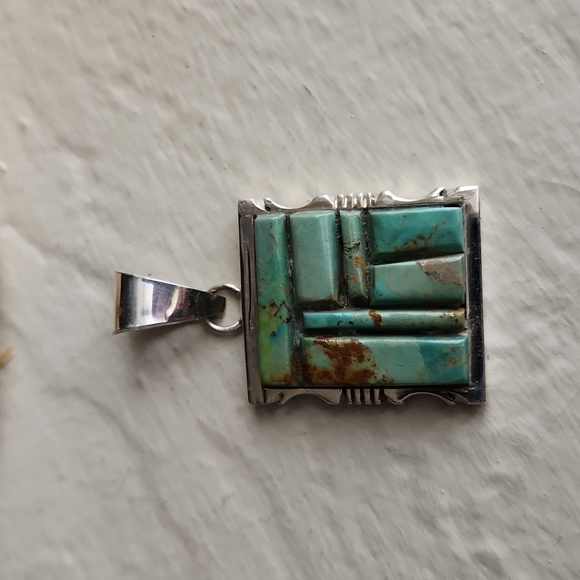 NWOT Native American Navajo Turquoise Cobblestone Pendant 💙 - Picture 6 of 10